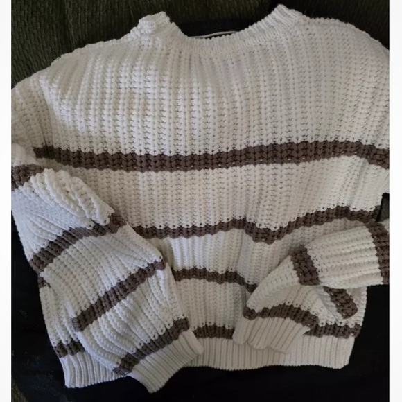 Splendid x Cella Jane Collab Striped Sweater - White and Tan - Small - Picture 3 of 6